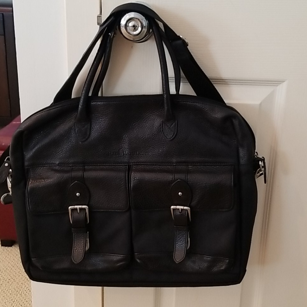 Polo Ralph Lauren Black Leather Laptop Briefcase Gem